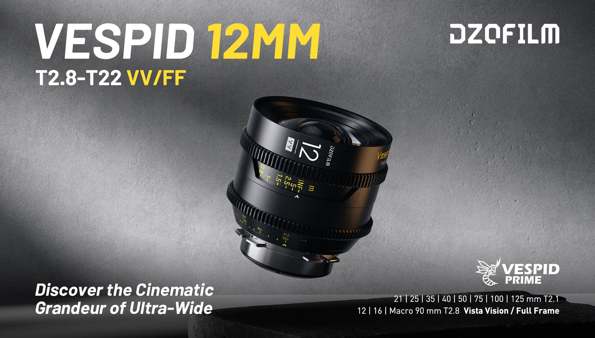 DZOFILM Vespid 12mm T2.8 VV Prime Cine Lens Announced